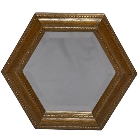 Vintage Homco Wooden Octagonal Beveled Accent Mirror - Picture 1 of 5